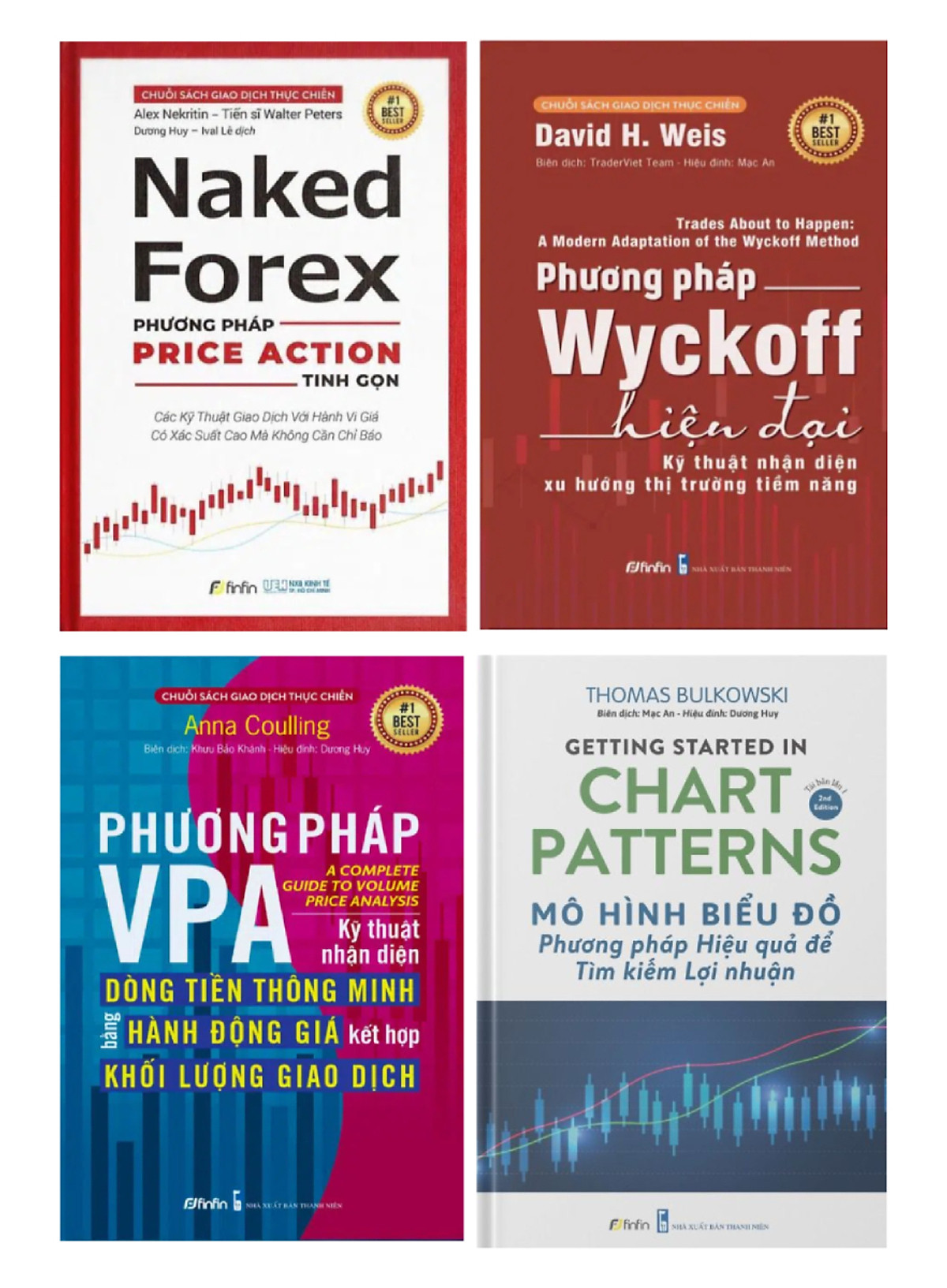 Combo Phương Pháp VPA + Naked Forex + Mô Hình Biểu Đồ + Phương Pháp Wyckoff Hiện Đại (Bộ 4 Cuốn)