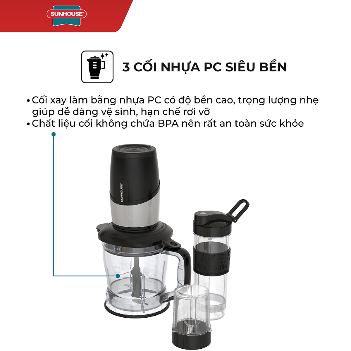 Máy Xay Sinh Tố Đa Năng Sunhouse SHD5340B (500W) - Hàng chính hãng