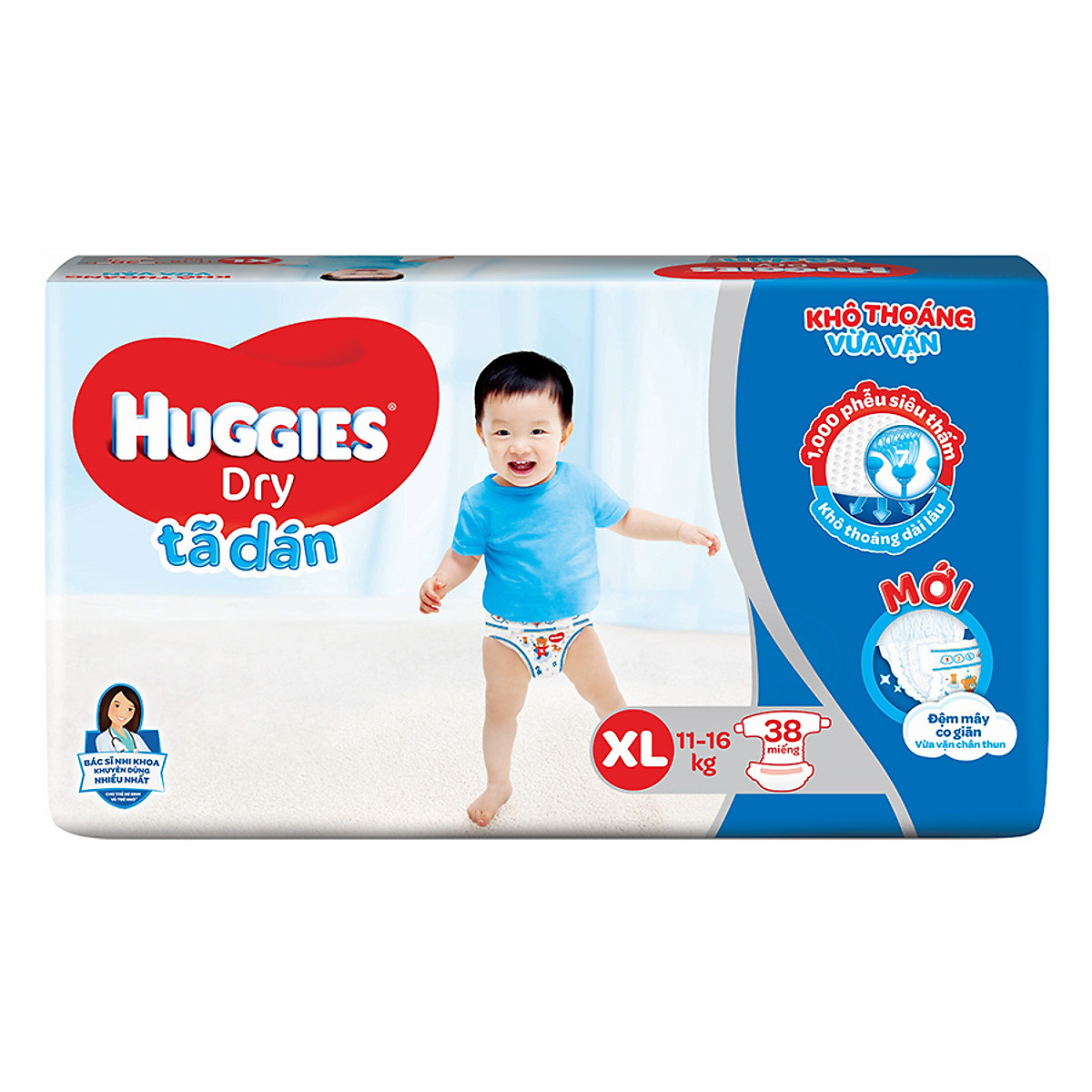 Tã Dán Huggies Dry Gói Đại XL38 (38 Miếng) - Bao Bì Mới