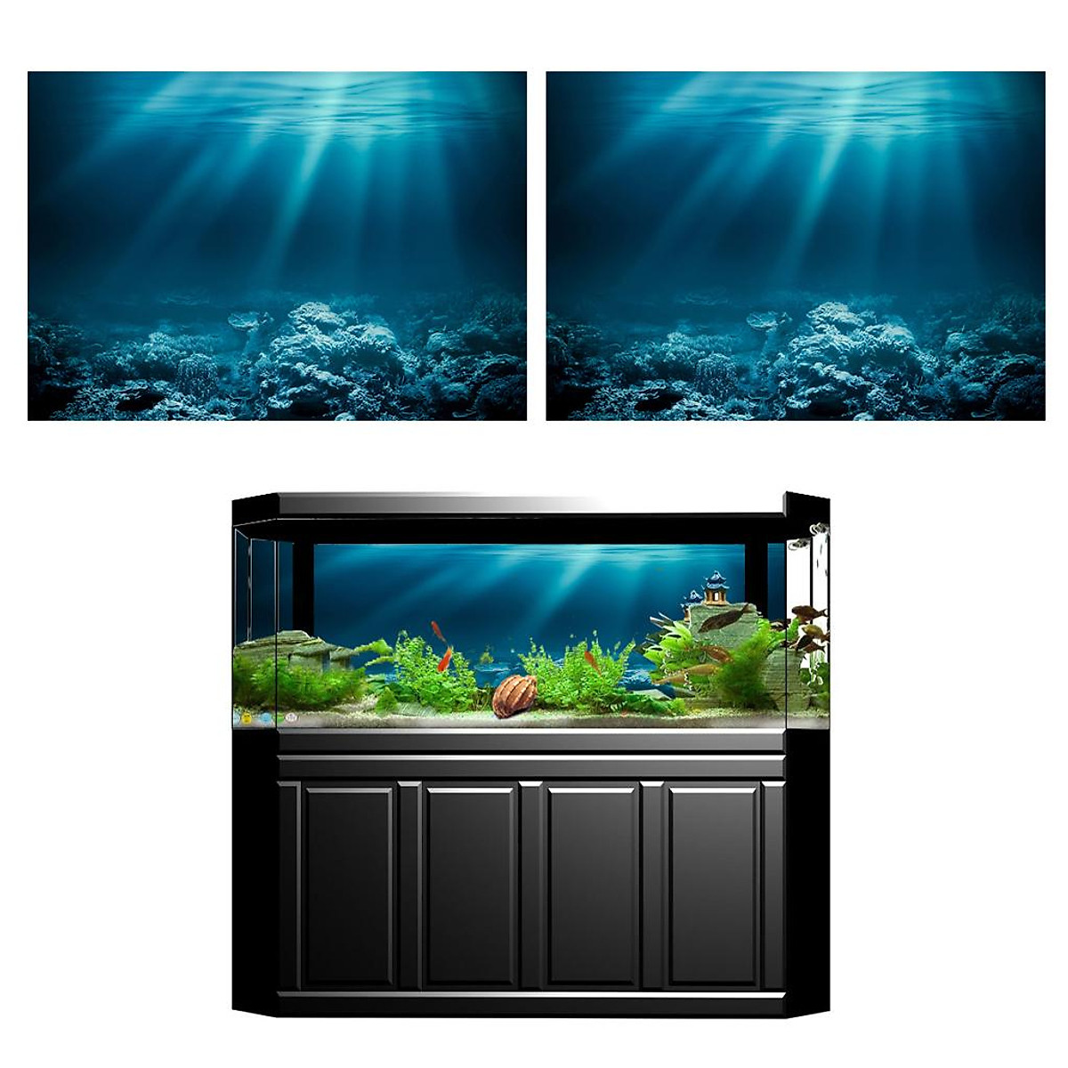 Mua 2x 3D HD Aquarium universal Landscape Poster Fish Tank Background Ocean  76x46cm tại Magideal2