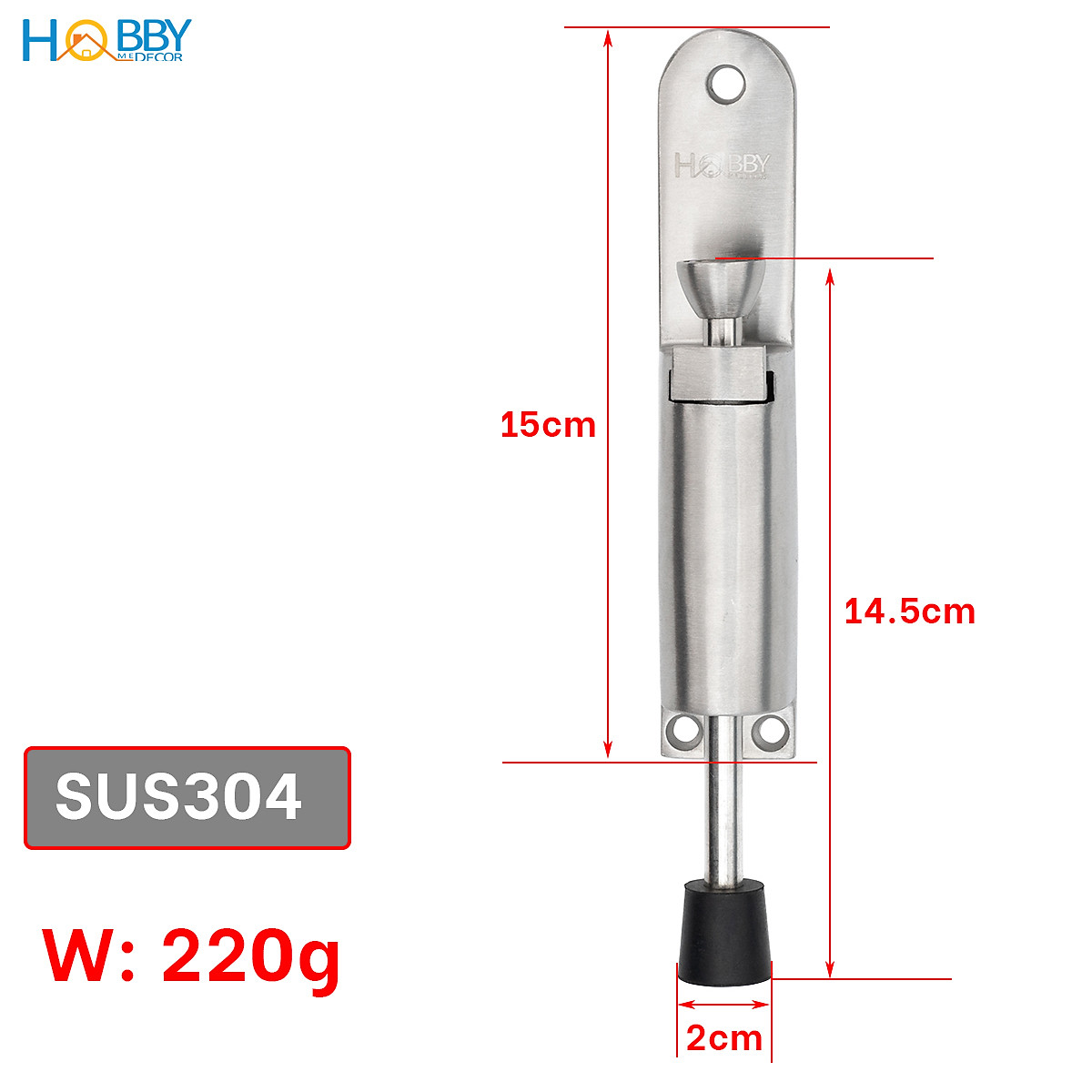 Chốt chặn cửa chống va đập 2 chiều inox 304 Hobby home decor CCD2 gió mạnh