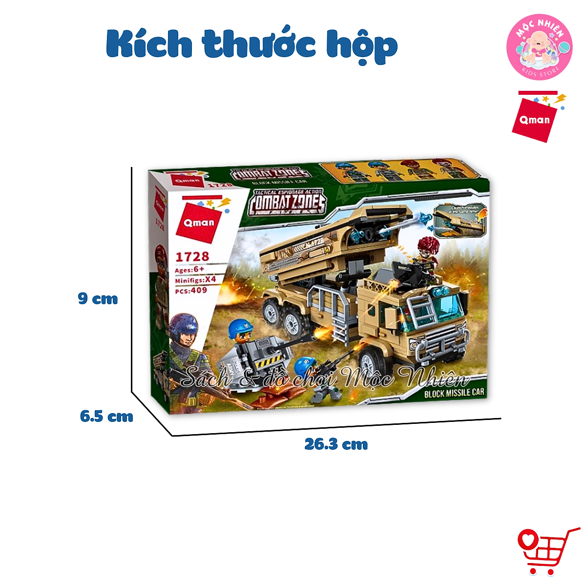 Đồ chơi lắp ráp xếp hình tên lửa chiến đấu Qman 1728 - Tên lửa đánh chặn (409 mảnh ghép) dành cho bé trai trên 6 tuổi