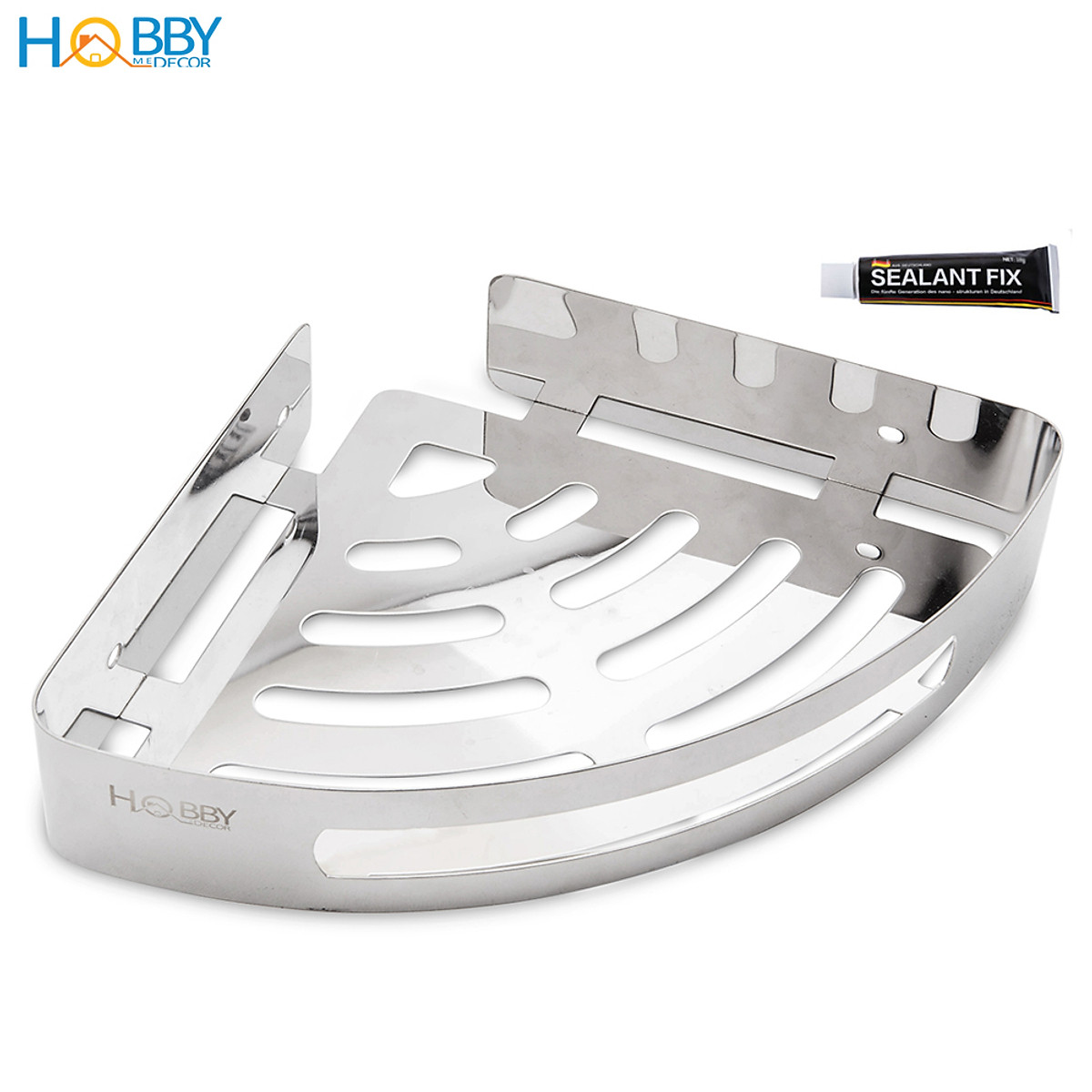 Kệ góc để đồ nhà tắm dán tường inox 304 bóng Hobby Home Decor KG1