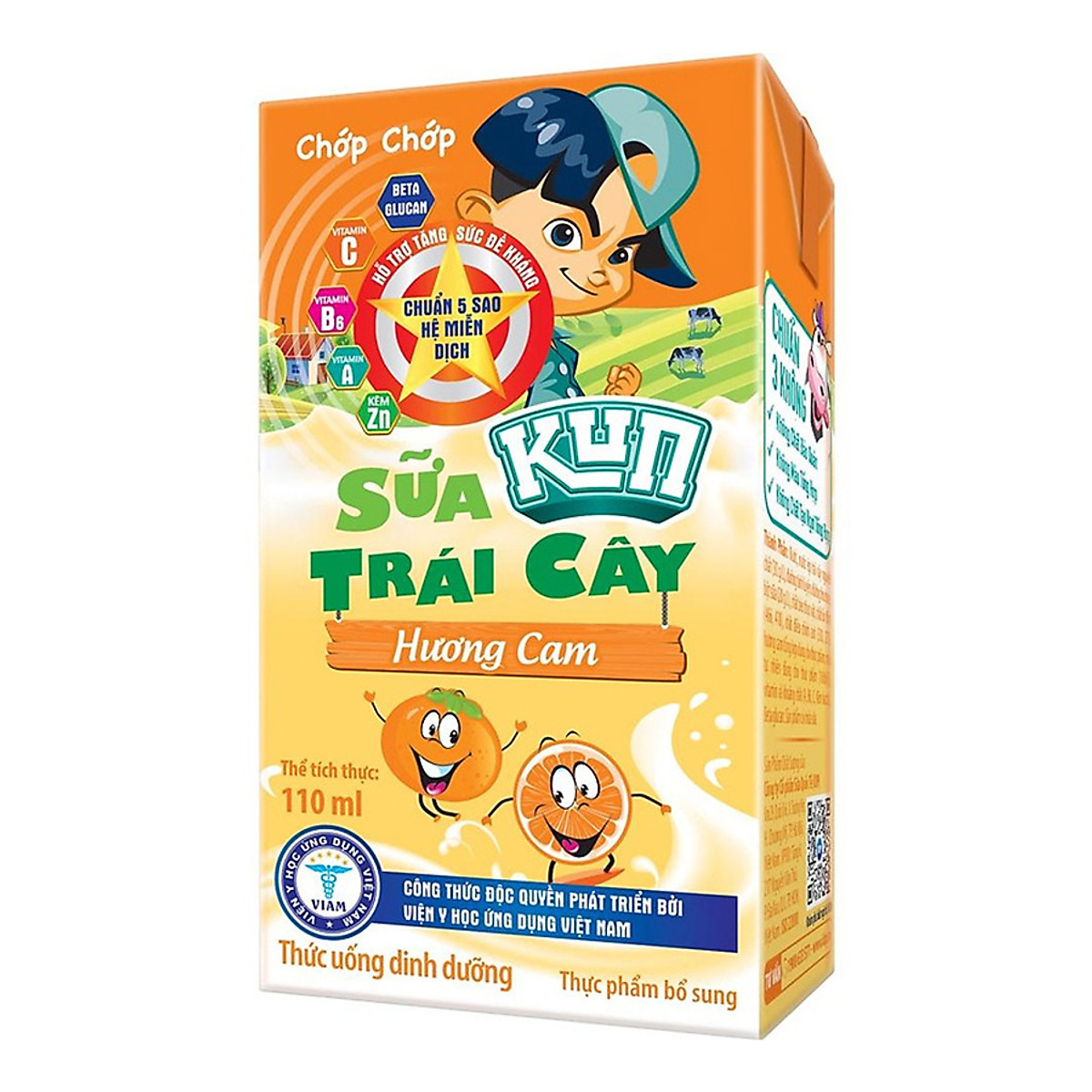 Thùng 48 hộp Sữa trái cây hương cam KUN 110ml/hộp