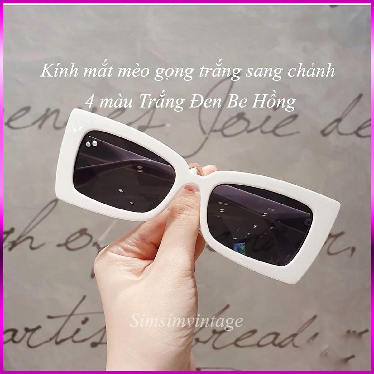 Kính Râm Sang Chảnh Gọng Trắng Mắt Vuông Chữ Nhật Kính Gọng Trắng Mắt Mèo  Kính Mắt Đi Biển Đi Du Lịch | Tiki