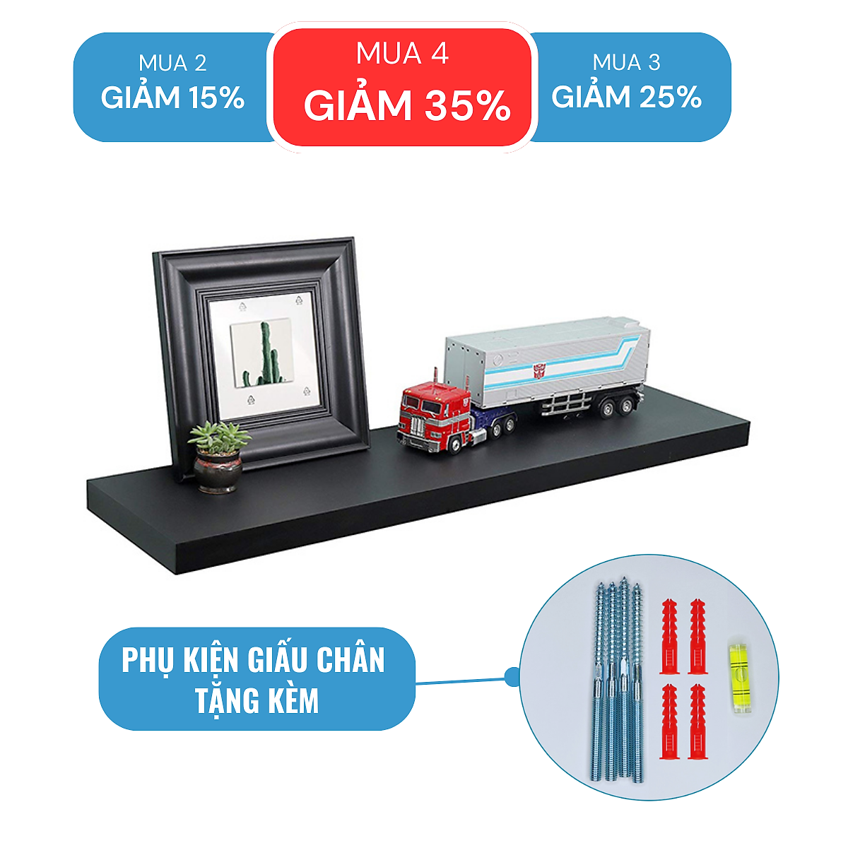 Kệ Gỗ Trang Trí Treo Tường Bề Rộng 15cm, Gỗ Dày 2,5cm Chống Ẩm Thương Hiệu SIB Decor KT004