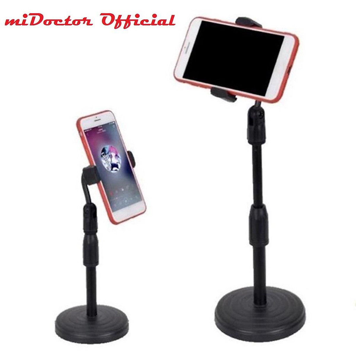 Giá đỡ điện thoại để bàn, chân đến để bàn dùng livestream, quay video, ghi hình xoay 360 độ - Hàng Chính hãng miDoctor