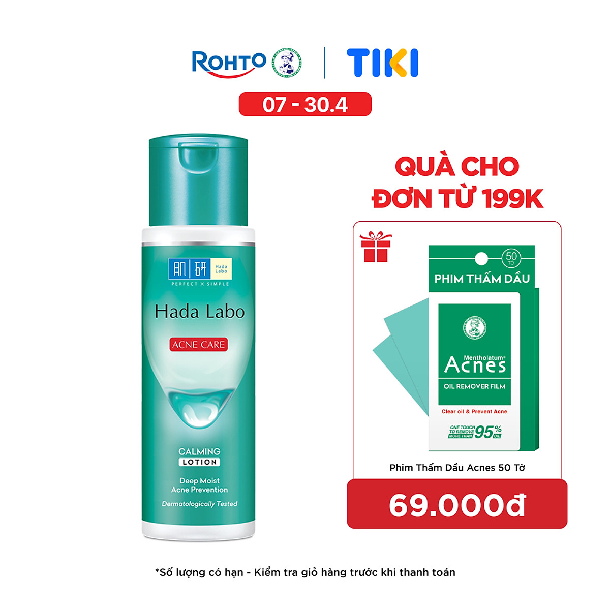 Dung dịch dưỡng ẩm Hada Labo Acne Care Calming Lotion dành cho da dầu mụn, da nhạy cảm 170ml