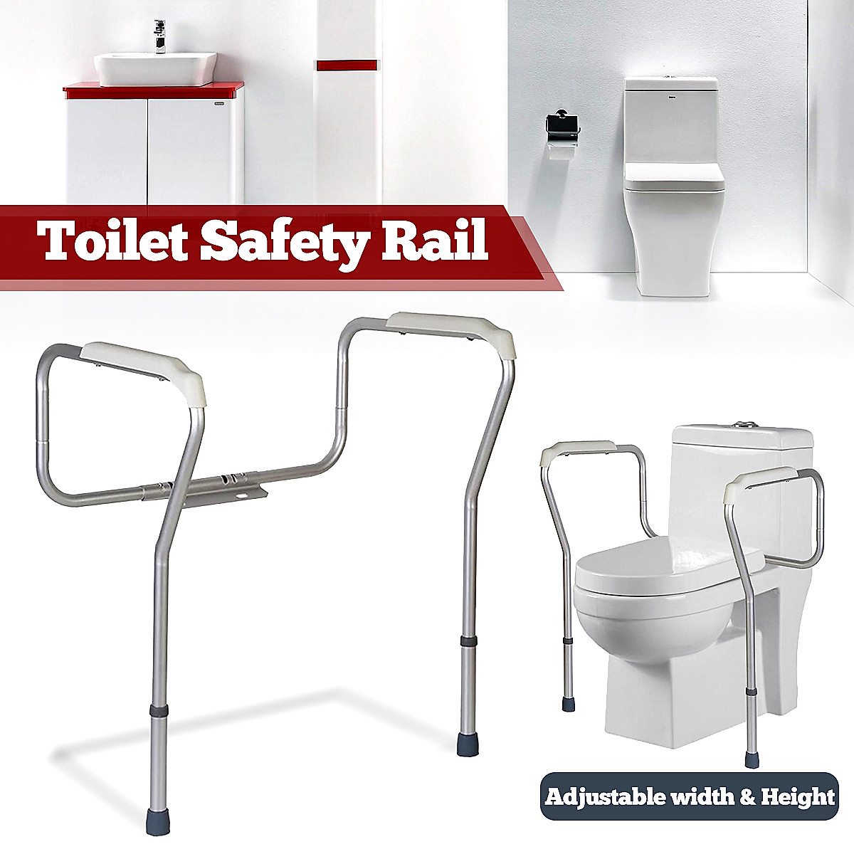 Drive Toilet Safety Frame Fixed Adjustable Support Surround Rail