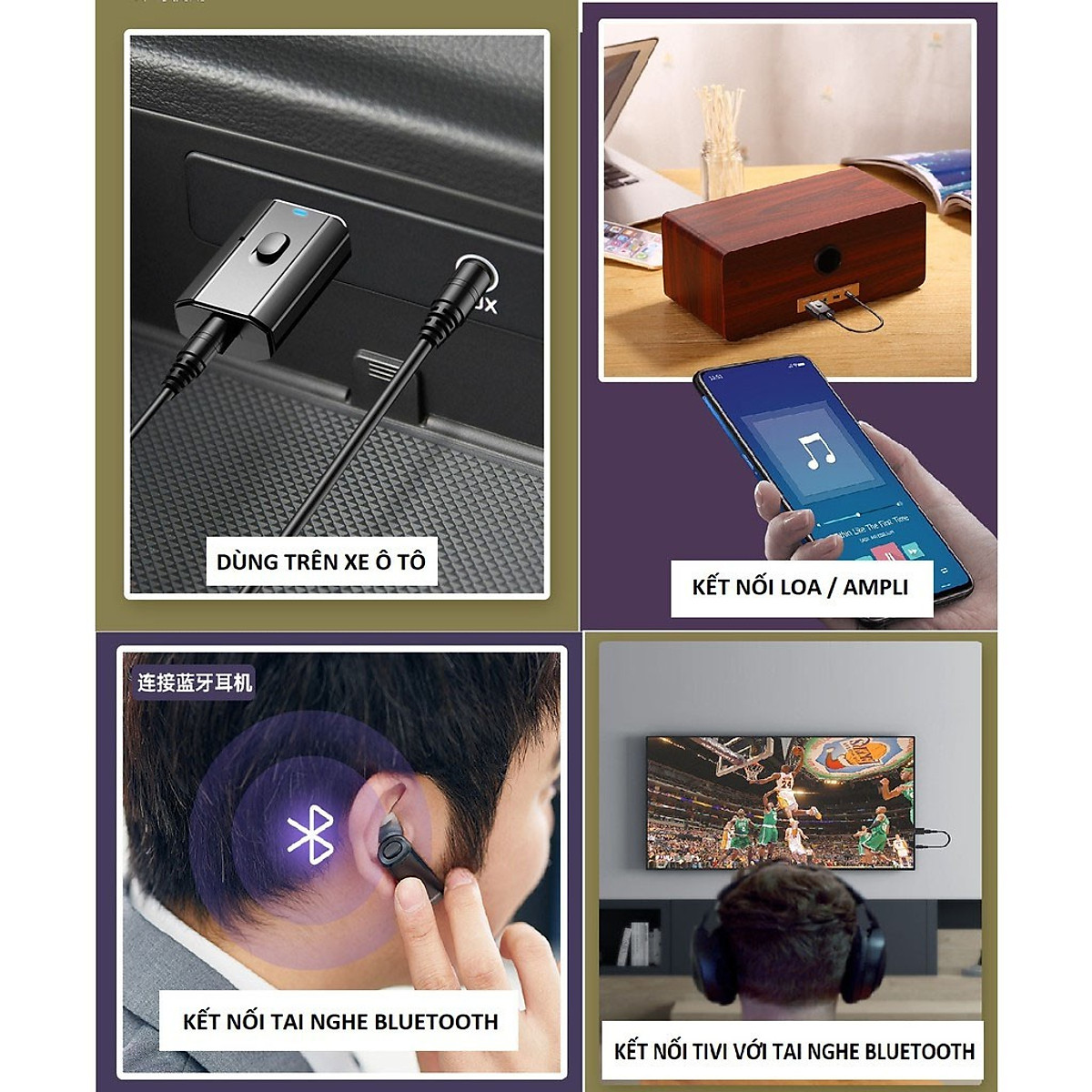 Thiết bị thu phát âm thanh Usb bluetooth 5.0 âm thanh đa chức năng jack cắm 3.5mm cho loa, ô tô tai nghe bluetooth, biến loa thường thành loa Bluetooth, Hàng Chính Hãng