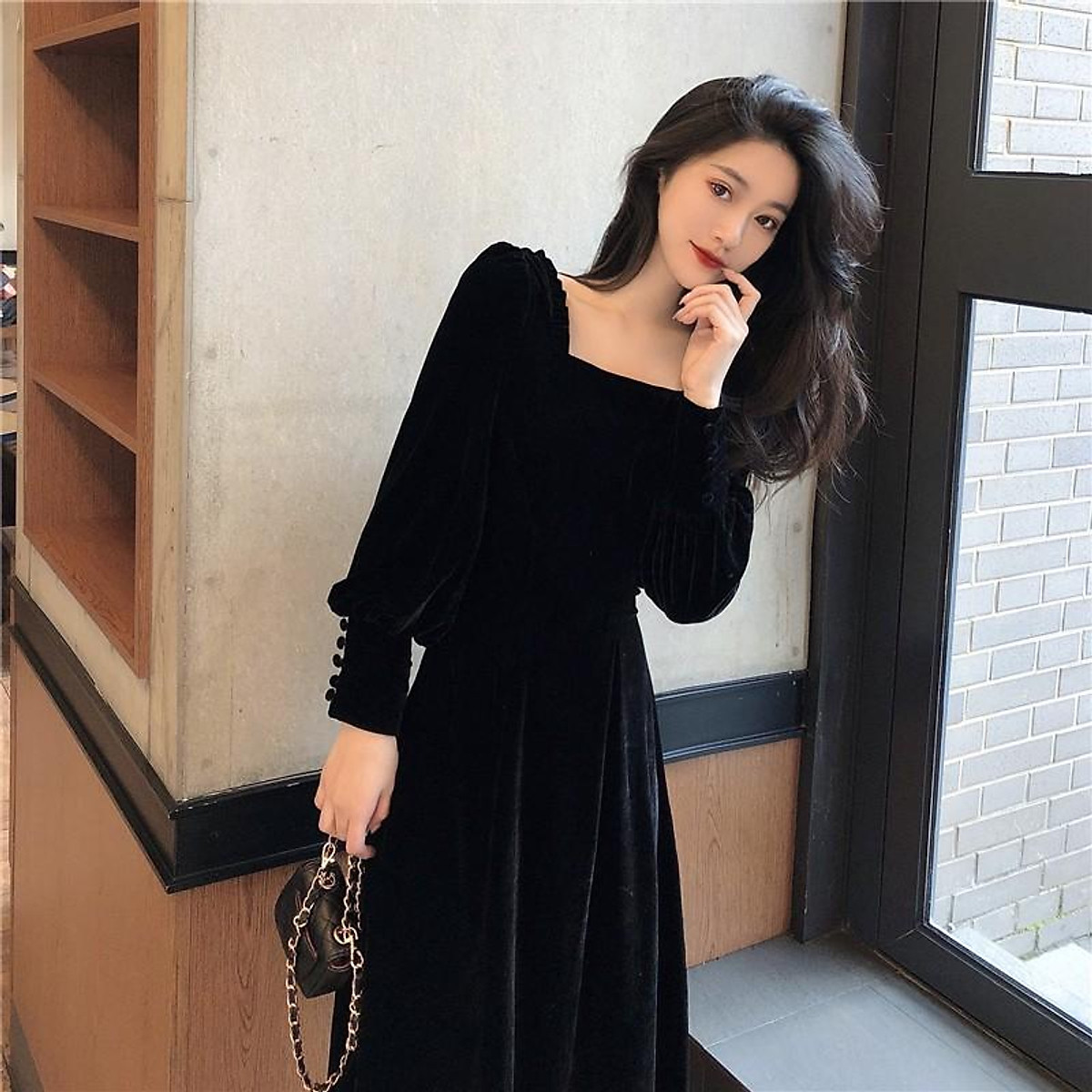 MẪU ĐẦM NHUNG SANG TRỌNG LV798  CHIM SA CÁ LẶN
