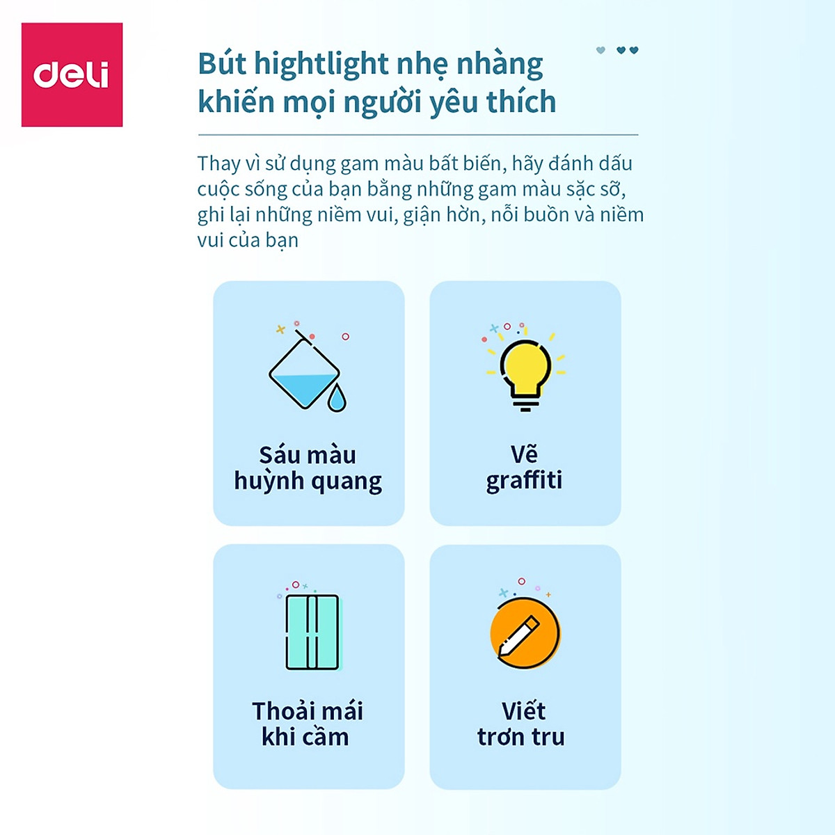 Bút dấu dòng dạ quang Deli – 6 chiếc/ hộp - S624