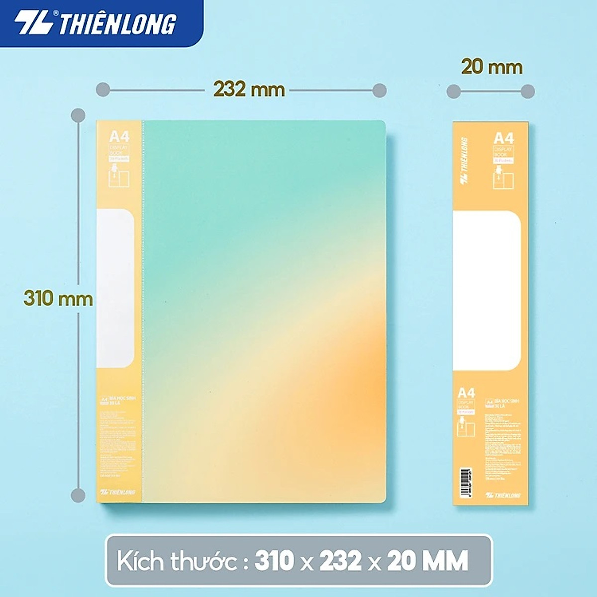 Bìa 30 lá A4 Thiên Long DB-002 - Sức chứa 150 tờ A4 - 3 màu ngẫu nhiên