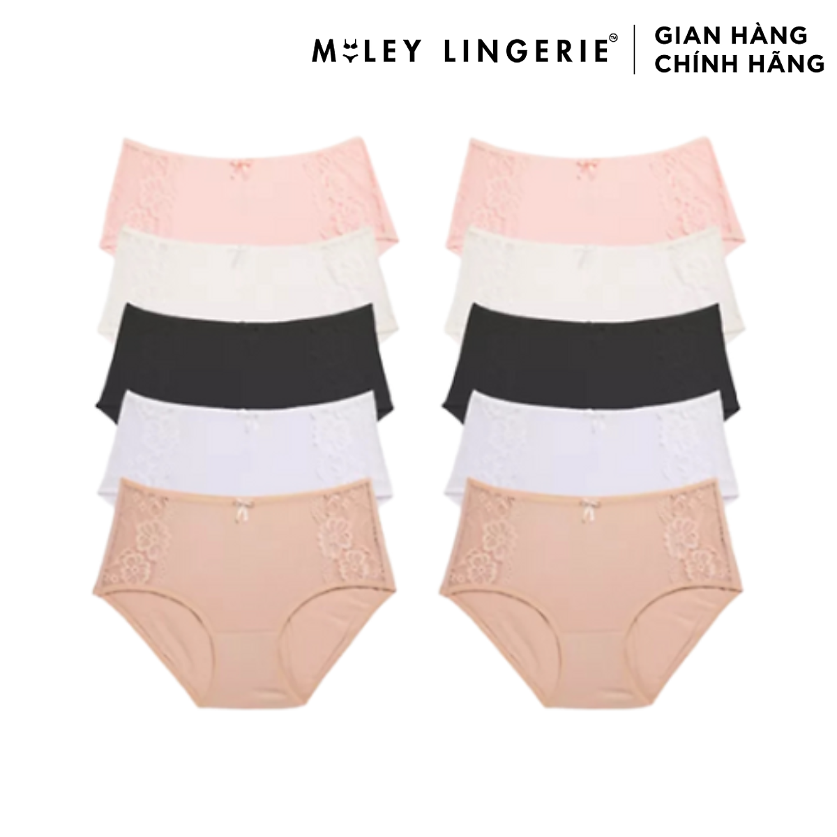 Combo 10 Quần Lót Nữ Lưng Cao Modal Phối Ren Miley Lingerie FDS_25 - Giao màu ngẫu nhiên