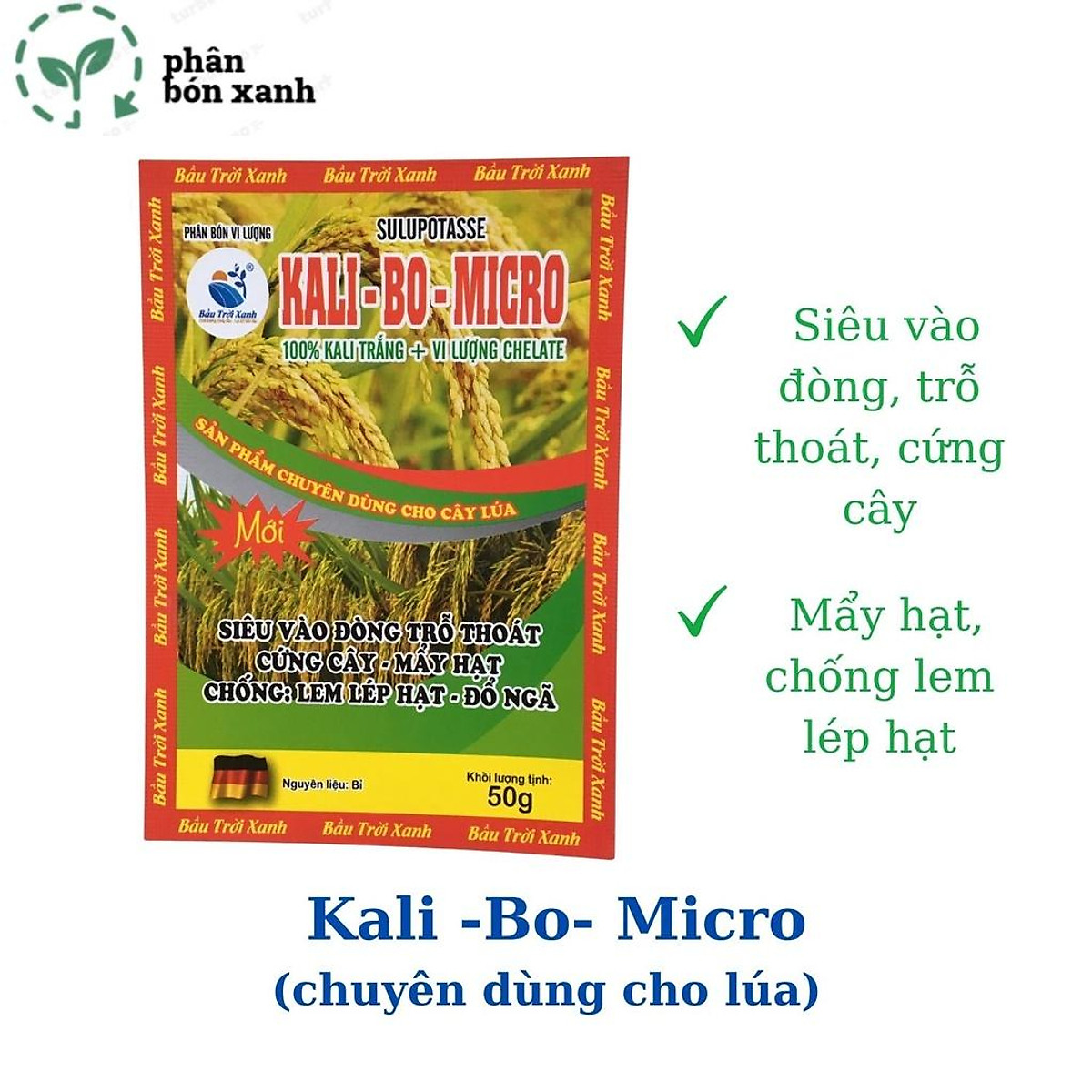 Phân bón Kali-bo-micro dùng cho lúa, giúp cây siêu vào đòng, trỗ ...