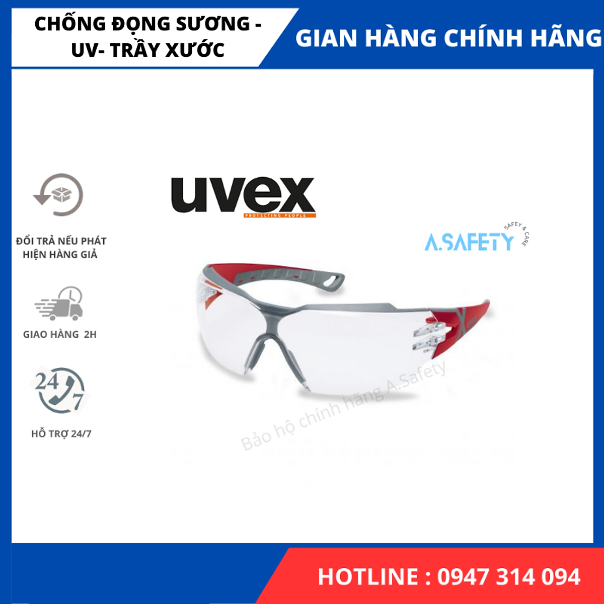 Kính bảo hộ UVEX chống bụi, chống hơi nước, chống tia UV, mắt kính thể thao, thời trang