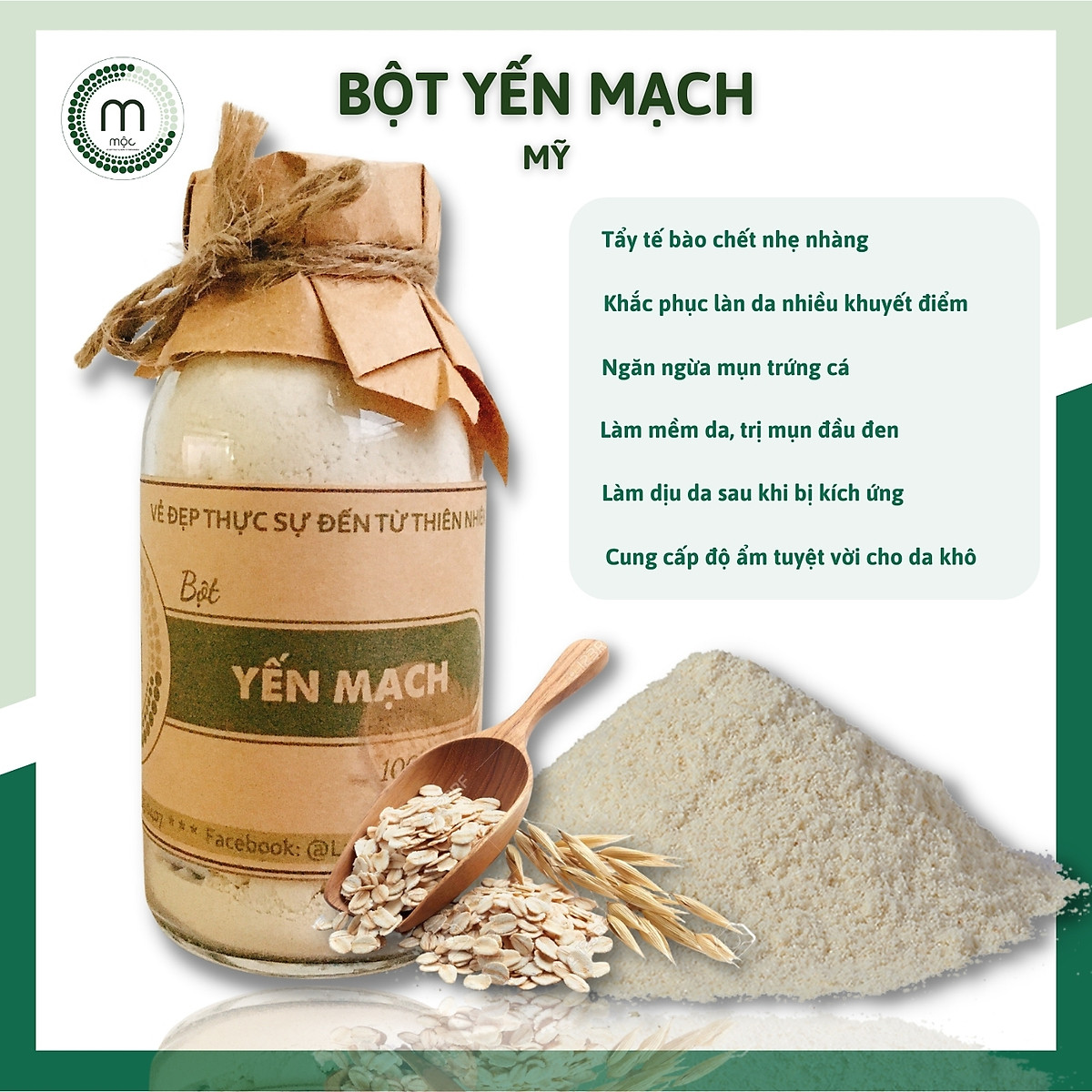 Bột Yến Mạch đắp mặt nguyên chất từ thiên nhiên 100ml handmade