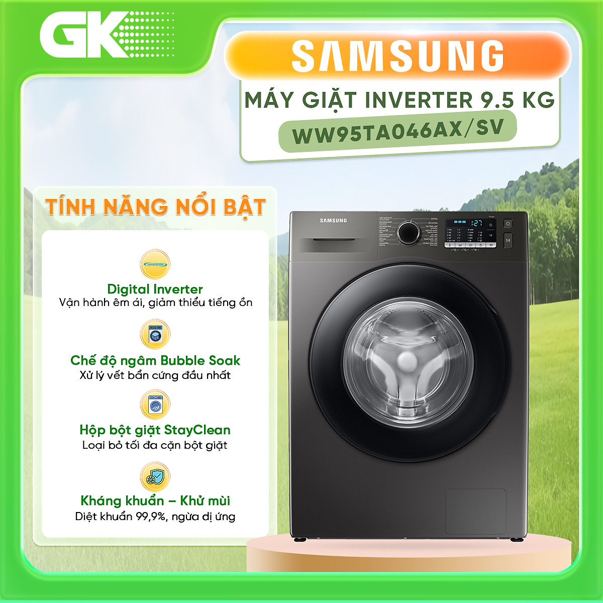 Máy Giặt Samsung Inverter 9.5kg WW95TA046AX/SV - Chỉ Giao HCM