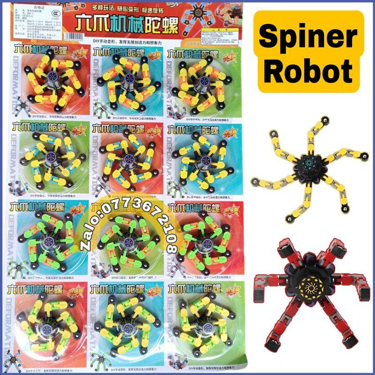 Mua Vỉ 12 Con Quay Spinner Robot Biến Hình Lắp Ghép | Tiki