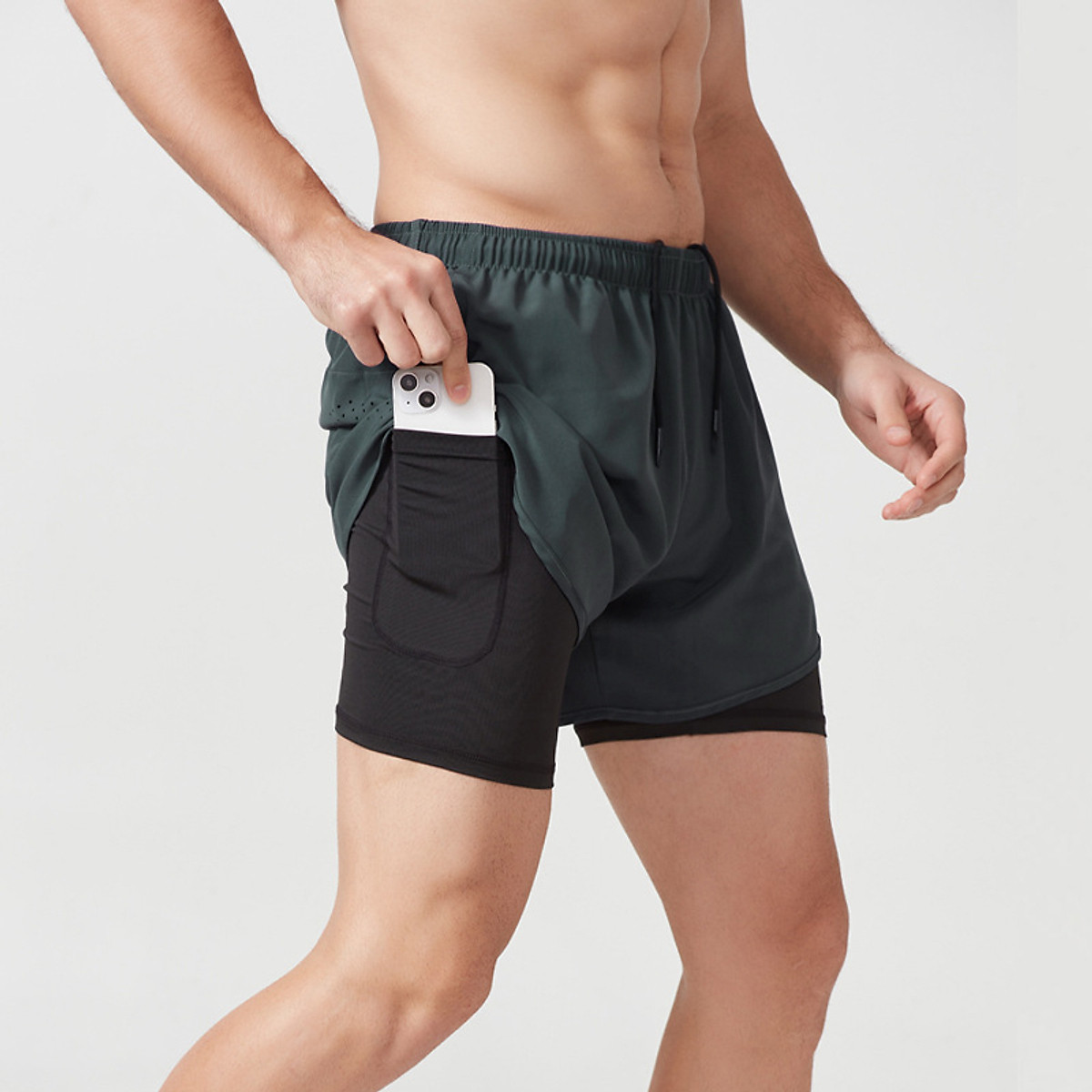Quần chạy bộ short đùi thể thao thoáng khí nhanh khô, có túi đựng điện thoại , kèm lớp lót Cleacco DK22001 Bảo Hành 12 Tháng - Boro Sport