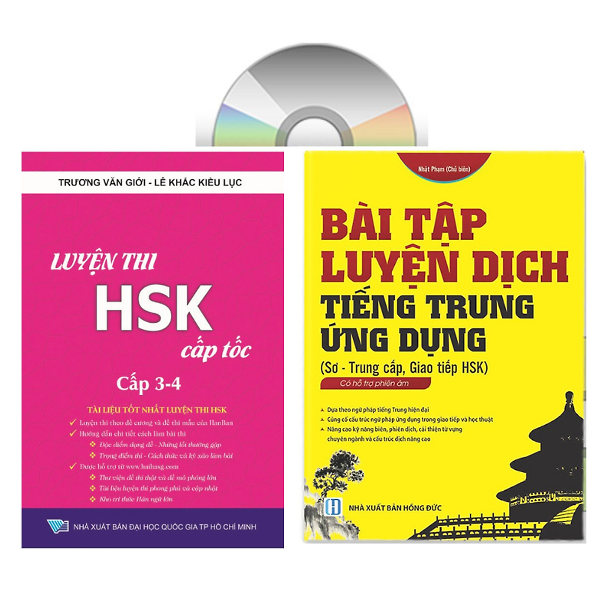 Sách - combo: Luyện thi HSK cấp tốc tập 2 (tương đương HSK 3+4 kèm CD) + Bài tập luyện dịch tiếng Trung ứng dụng (Sơ -Trung cấp, Giao tiếp HSK có mp3 nghe, có đáp án)+DVD tài liệu