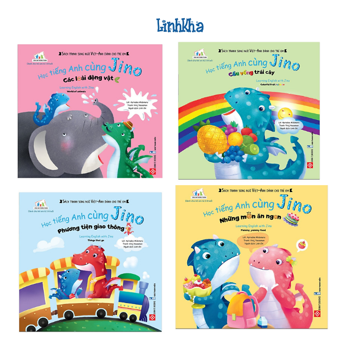Sách Học Tiếng Anh Cùng Jino - Bộ 4 cuốn cho bé 3-8 tuổi