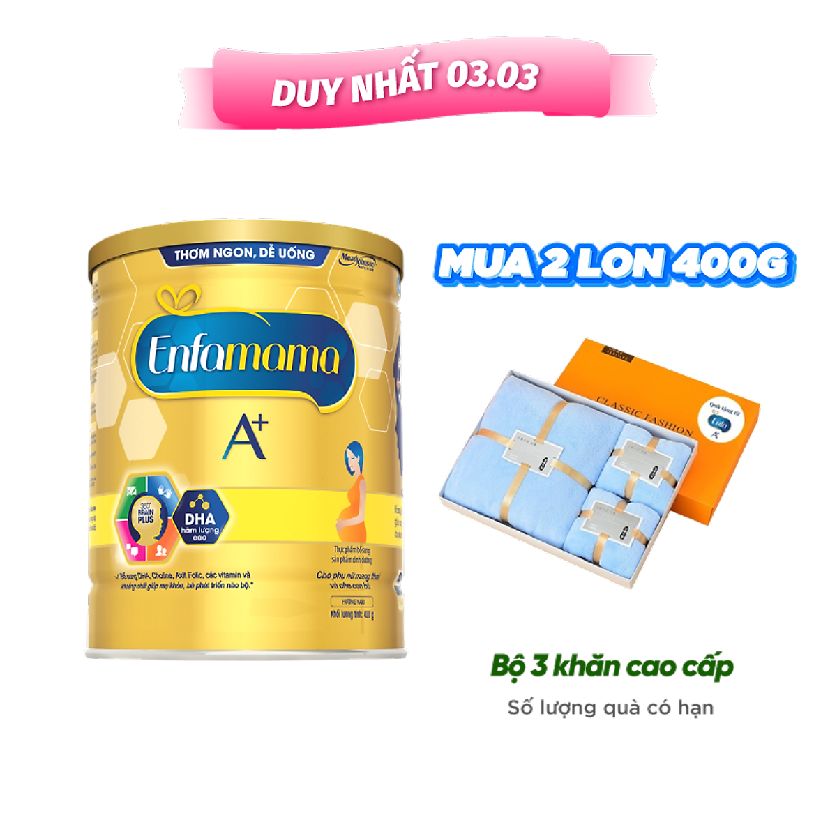 Sữa Bột Bầu Enfamama A+ với 360° Brain Plus - Vị Vanilla - 400g