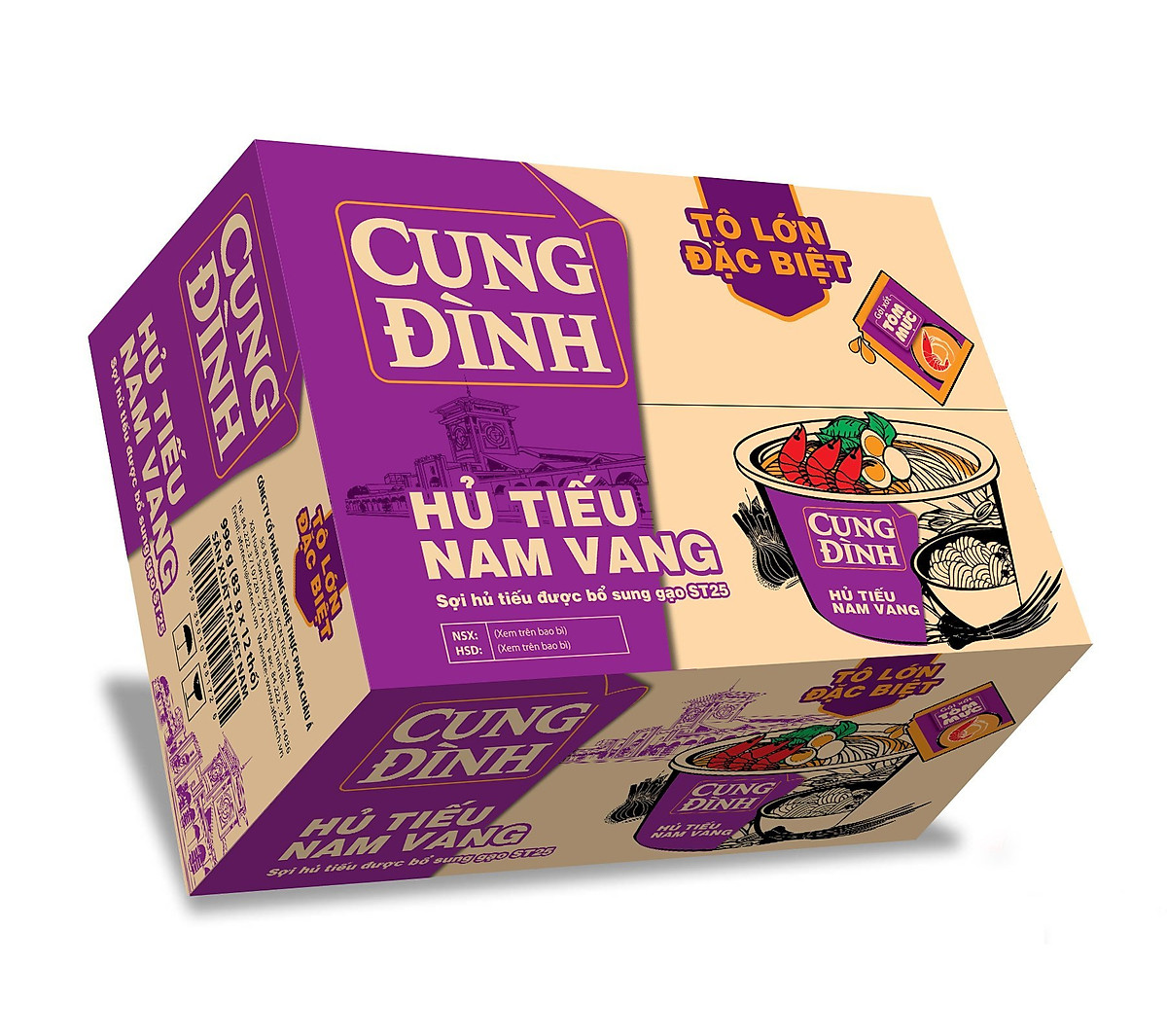 Thùng 12 Hộp Hủ Tiếu Nam Vang Cung Đình (83g x12 hộp )