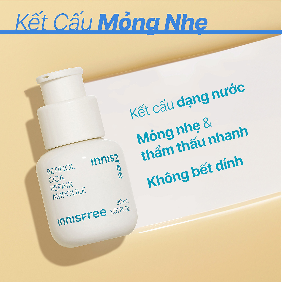 Serum Kiểm Soát Dầu Mụn Cho Da Láng Mịn INNISFREE Retinol Cica Repair Ampoule 30mL