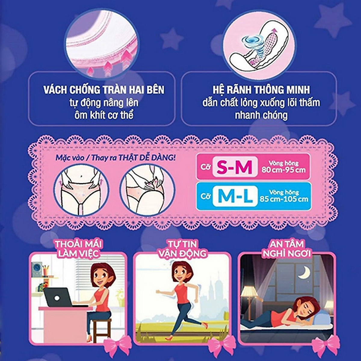 Băng Vệ Sinh Dạng Quần Diana Sensi Chống Tràn Size M-L 5 Chiếc/Gói