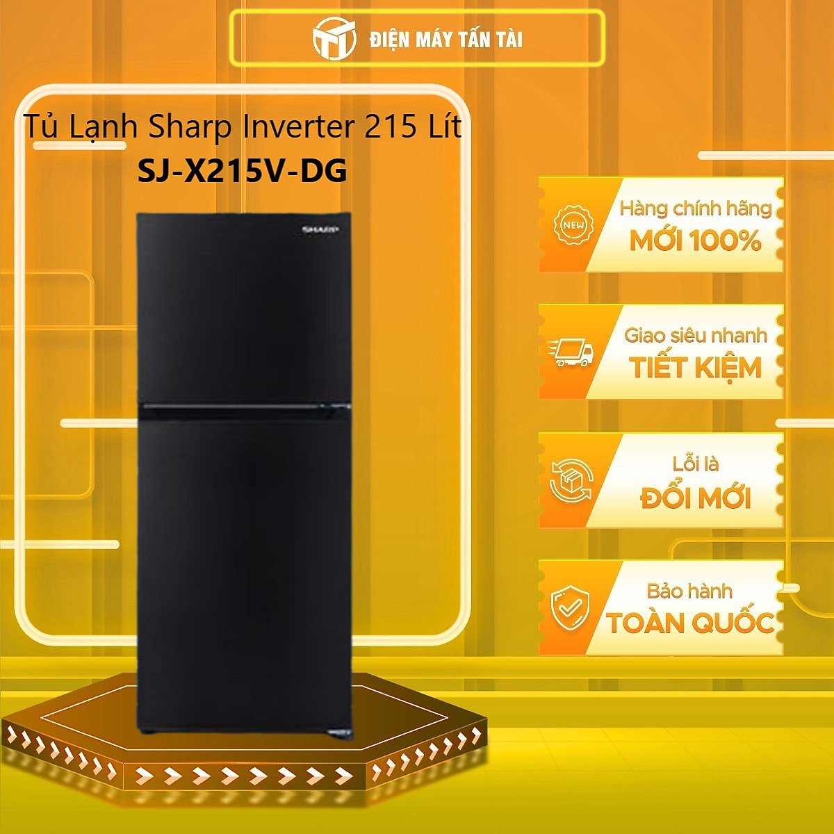 Tủ Lạnh Sharp SJ-X215V-DG 215L Inverter - Hàng Chính Hãng (Chỉ giao HCM)