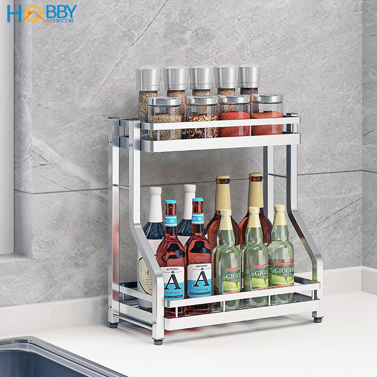 Kệ đựng gia vị 2 tầng Inox 304 HOBBY Home Decor GV2T