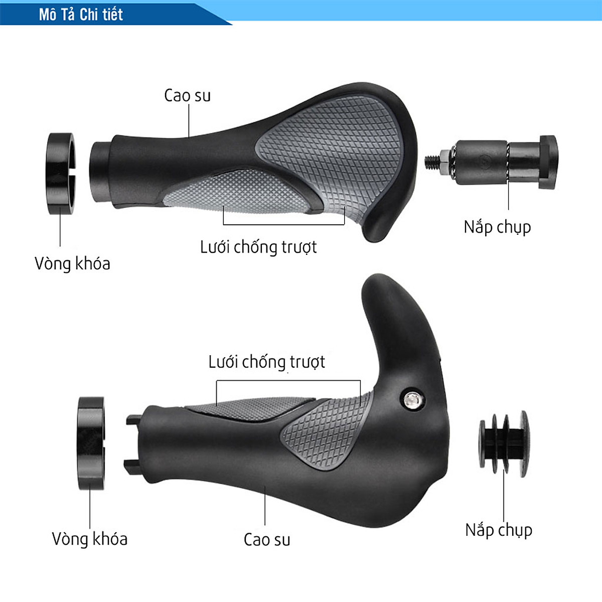 Bọc Tay Ghi Đông Xe Đạp Chất Liệu Cao Su TPR Cho Xe Đạp Thể Thao Địa Hình MTB (Đường kính 2.2cm) Mai Lee