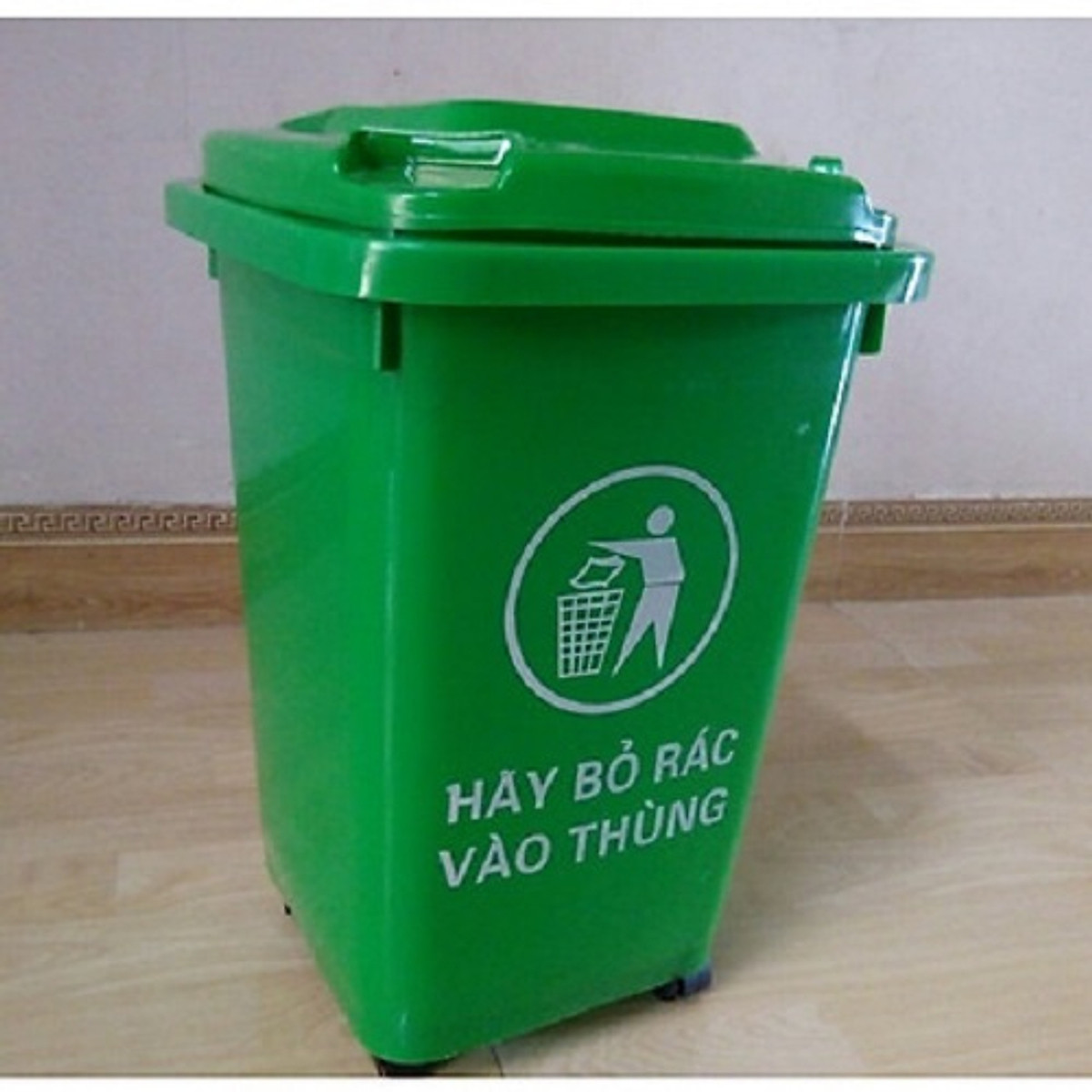 Thùng rác nhựa 60L màu xanh - Thùng rác, đồ hốt rác