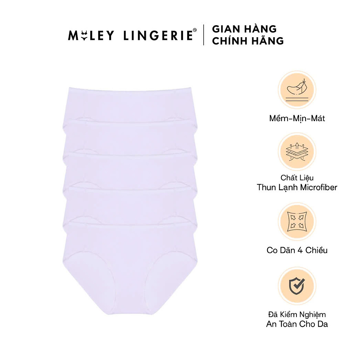 Combo 5 Quần Lót Thun Lạnh Trơn 4 Chiều Mềm Mịn Thoáng Khí MILEY LINGERIE