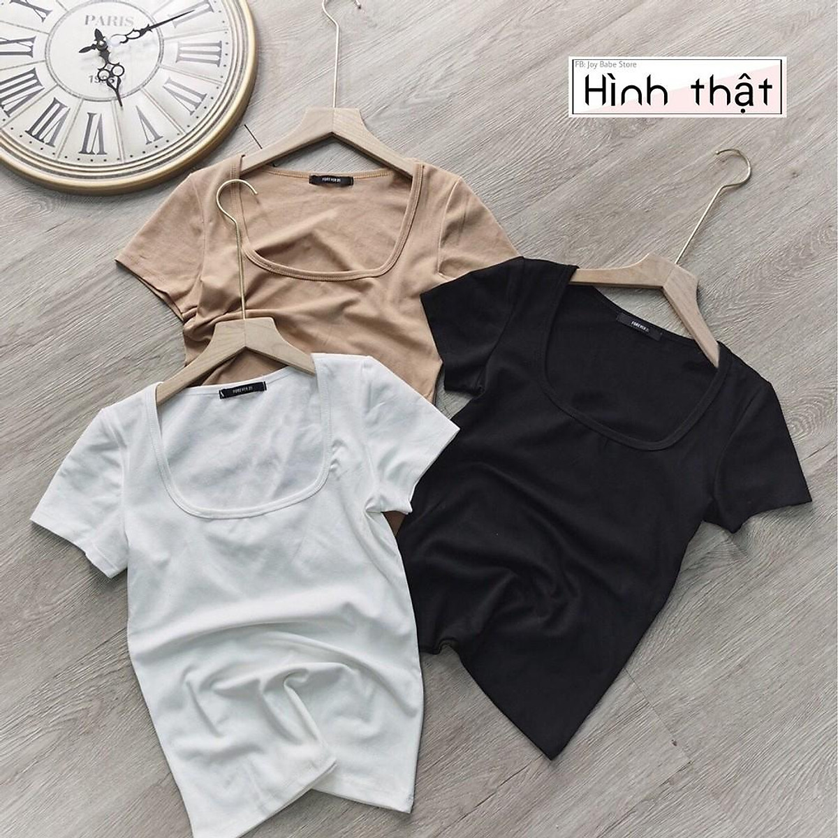 ÁO THUN CO GIÃN 4 CHIỀU - ĐƯỢC GIẶT MÁY - ÁO KIỂU CỔ U VUÔNG HOT GIRL TRƠN BASIC ÔM BODY 41