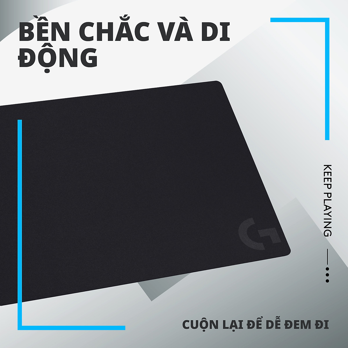 Bàn di chuột game Logitech G240 (Size L) tấm lót chuột chơi game bằng vải, tối ưu cho chơi game, ma sát, chống trượt kích thước 340x280x1mm (dài x rộng x dày) - Hàng Chính Hãng