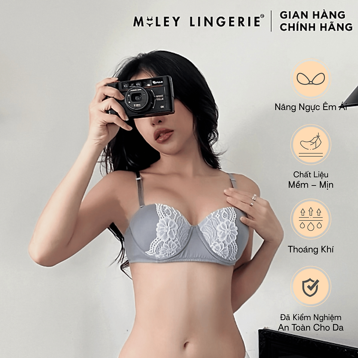Áo Ngực Cúp Ngang Phối Viền Ren Miley Lingerie BRM11202