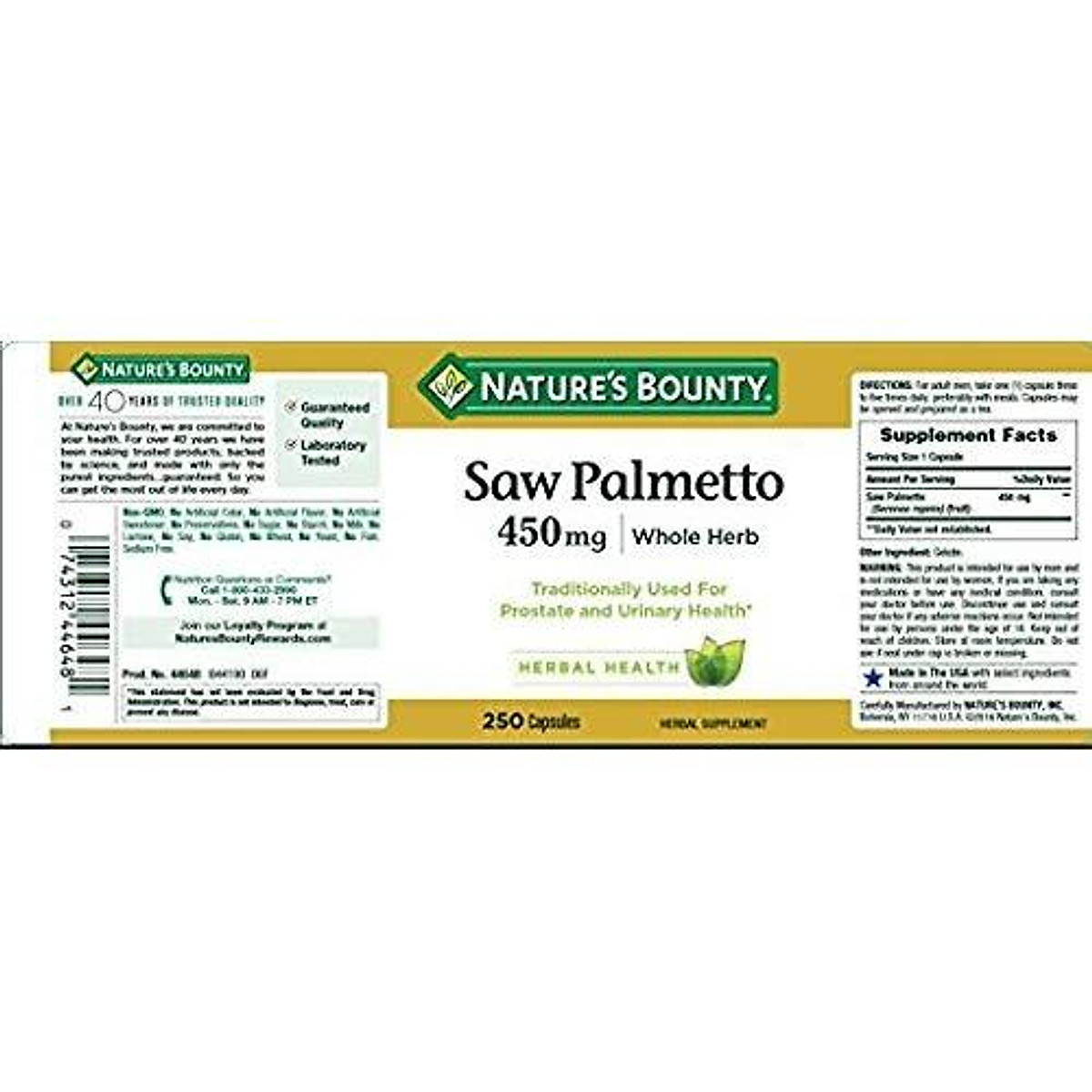 Viên Uống Nature's Bounty Saw Palmetto 450mg (250 Viên x 2 Hộp) Thực