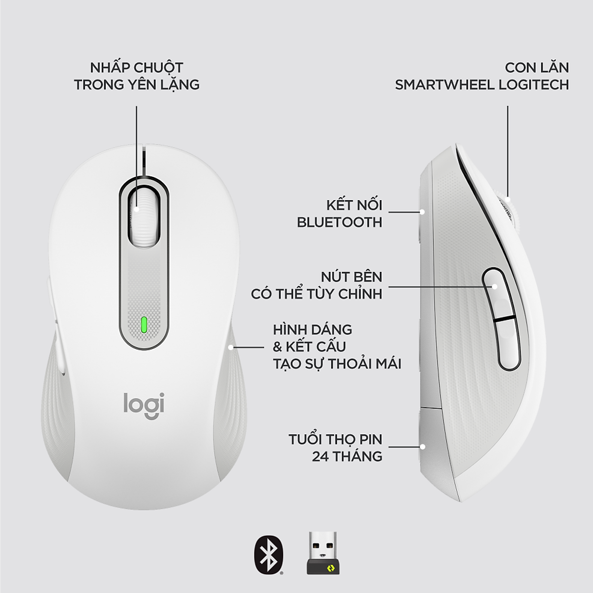 Chuột không dây bluetooth Logitech Signature M650 - Hàng chính hãng