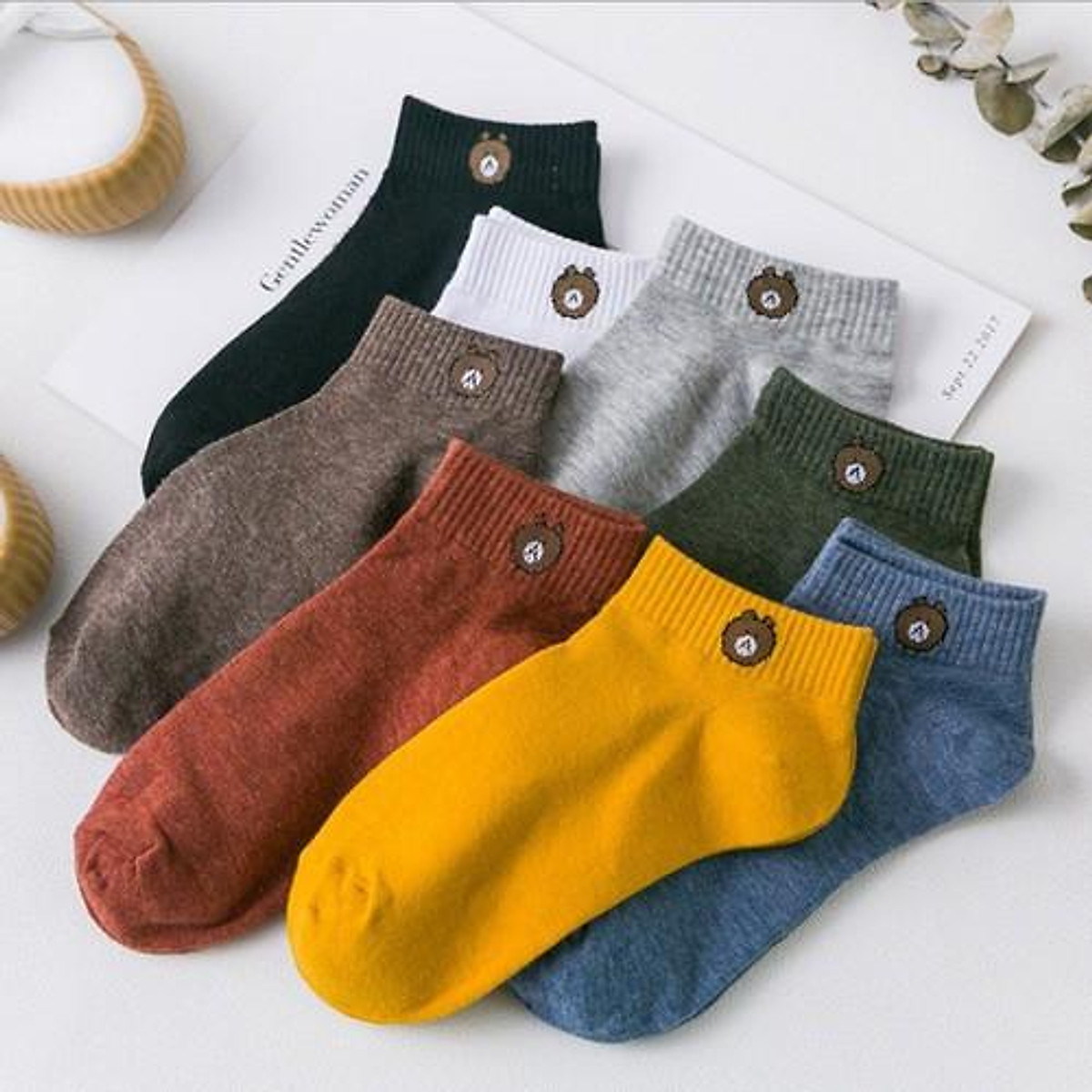 Combo 2 Đôi Tất Gấu Nữ, Cổ Ngắn Chất Dày Dặn Siêu Hot Nhiều Mầu