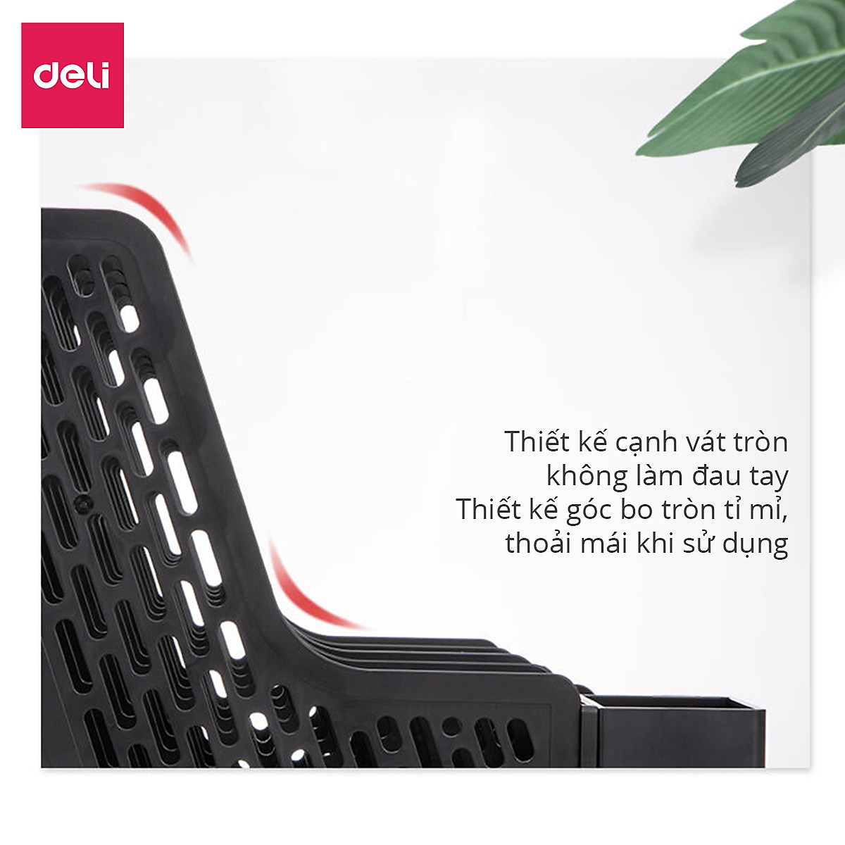 Set giá tài liệu 4 ngăn kèm hộp bút Deli - Xanh Dương/ Xám/ Đen - 78981