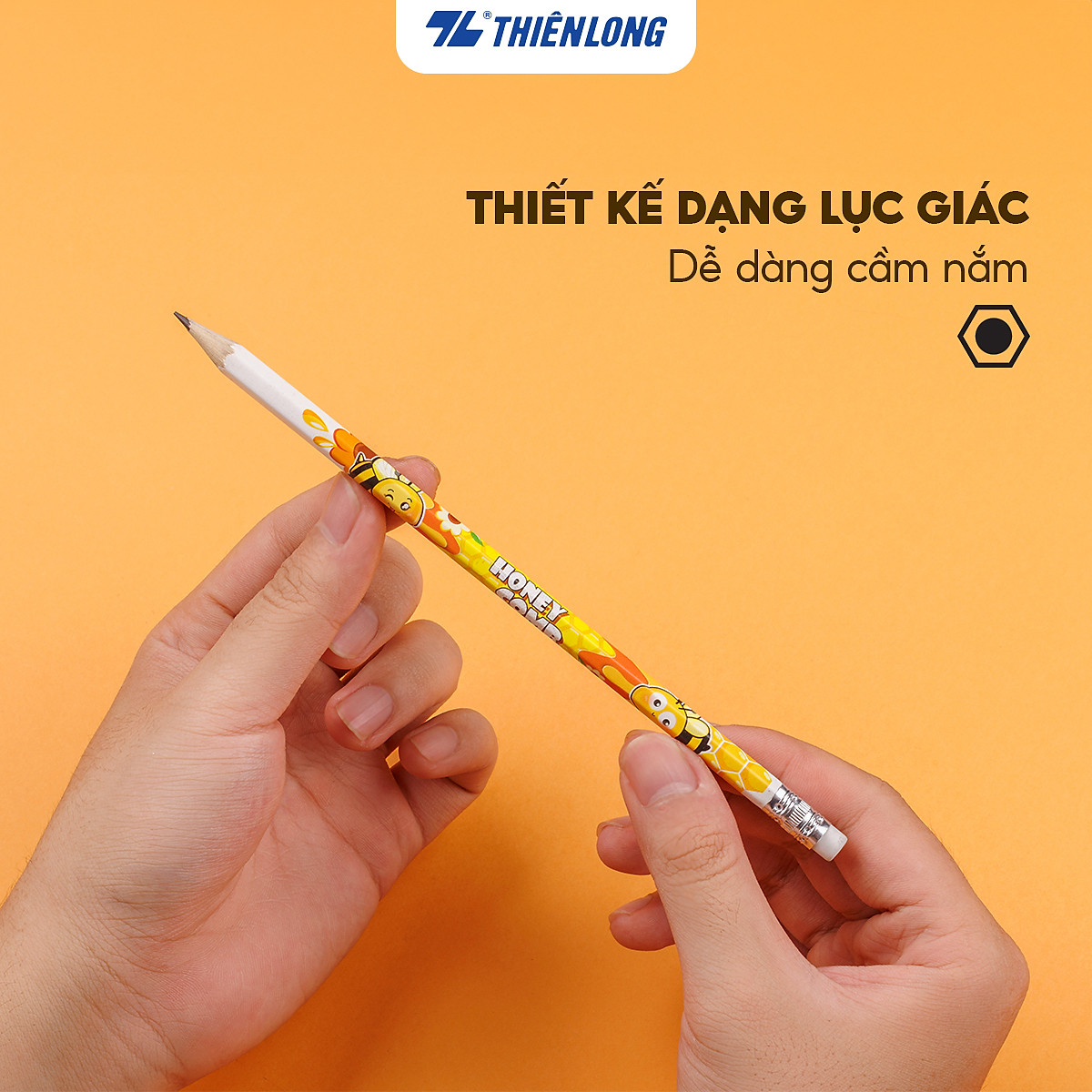 Hộp 10 Bút chì gỗ Thiên Long Điểm 10 TP-GP05 - Độ cứng HB - Viết êm, ngòi mềm hạn chế gãy
