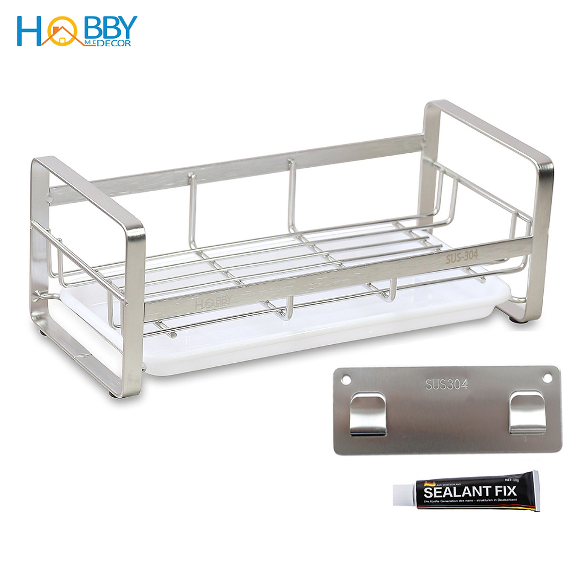 Kệ đựng dụng cụ rửa chén dán tường inox 304 Hobby Home Decor KRC6