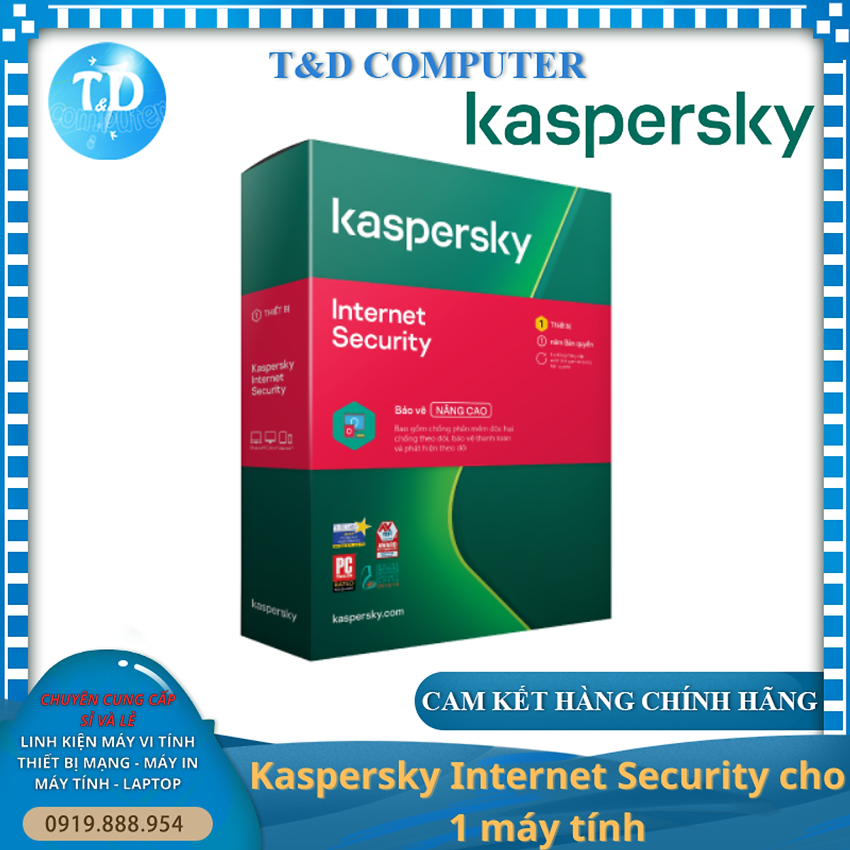 Bản quyền phần mềm dùng cho máy tính Kaspersky Internet Security cho 1 máy tính (KL1867MUAFS) - Hàng chính hãng