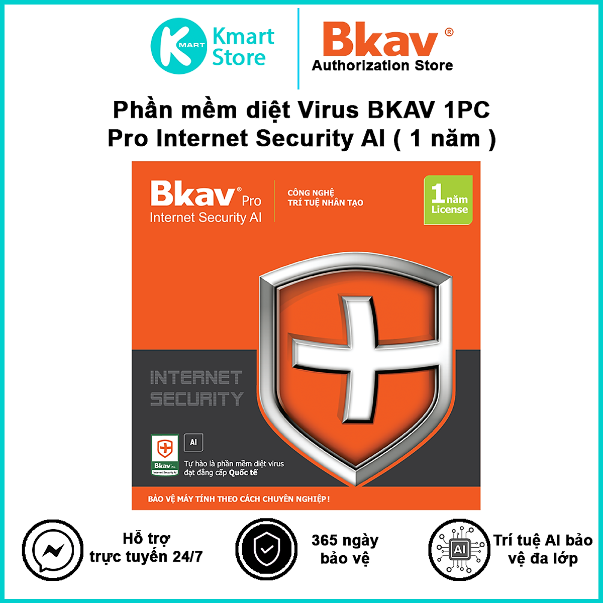 Phần Mềm diệt Virut BKAV Pro Internet Security 1PC/1 năm - Hàng chính hãng 