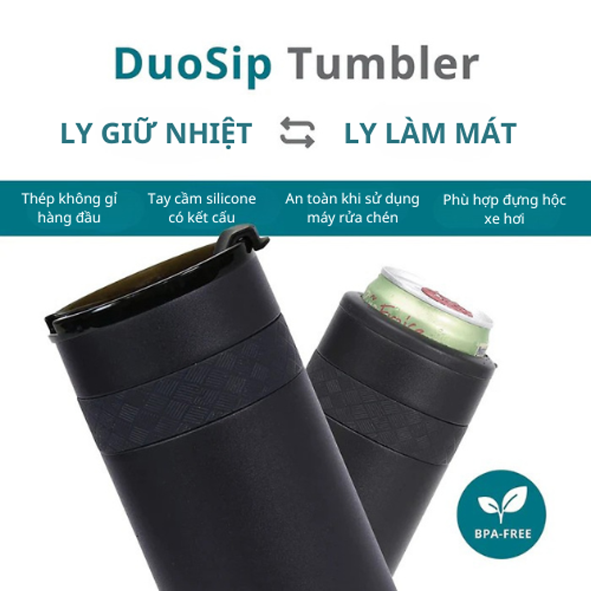 Ly Elemental DuoSip 350ml một trong hai vừa giữ nhiệt và làm mát bia, inox 304, an toàn sức khỏe