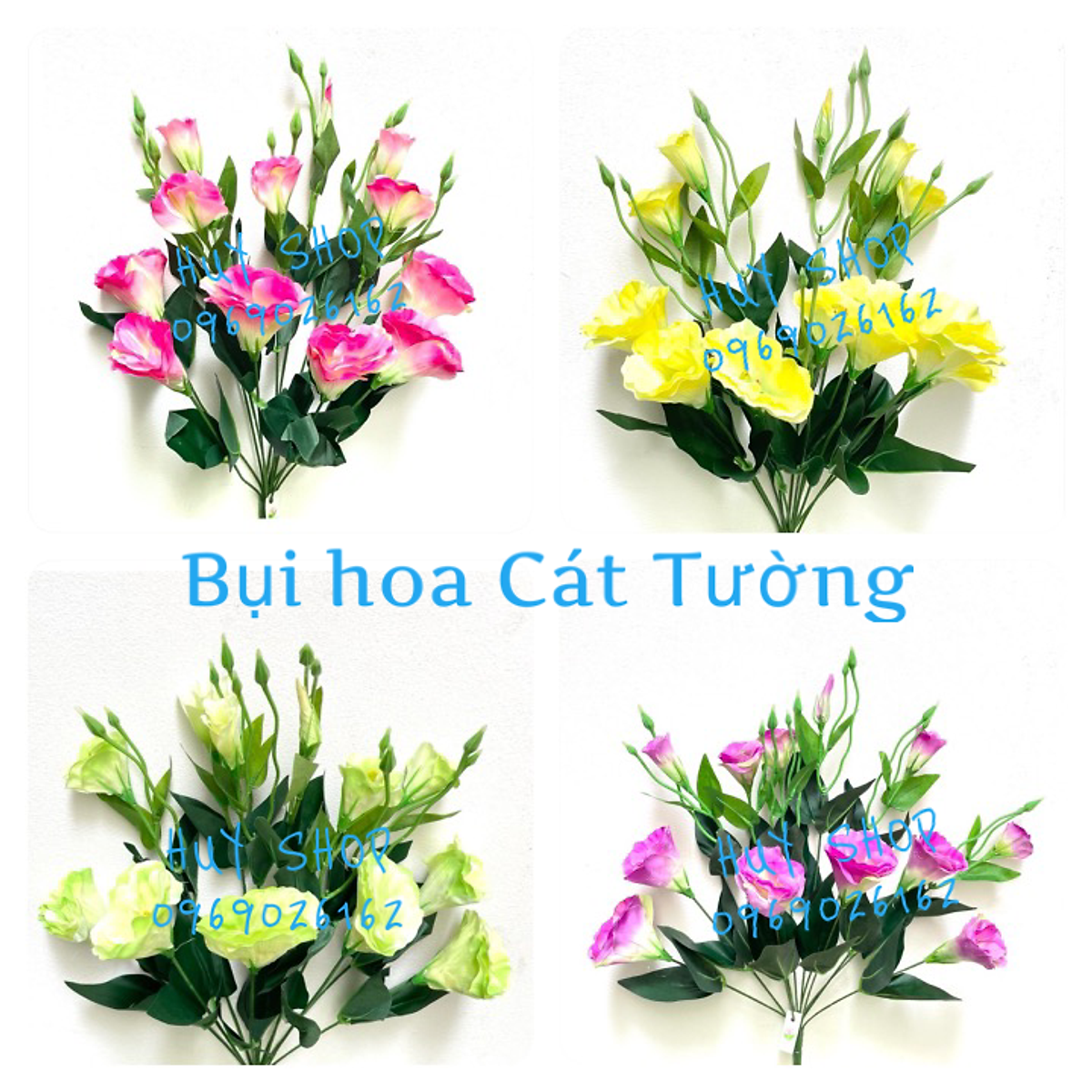 Bụi Hoa CÁT TƯỜNG (12 nhánh 6 bông 6 nụ) Vải cao cấp trang trí nhà