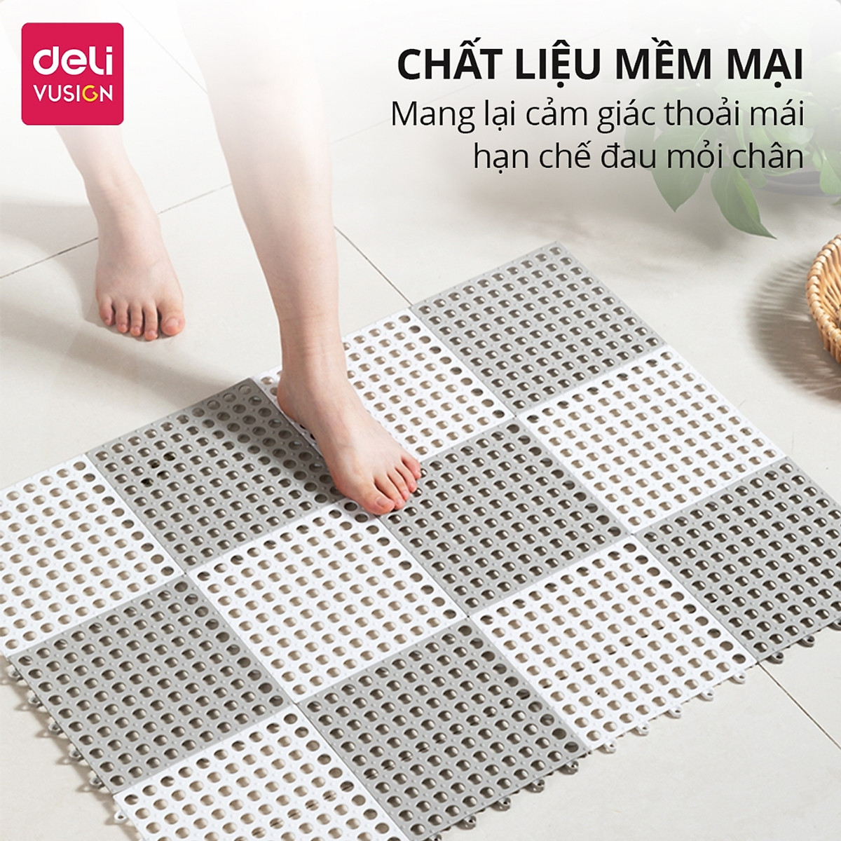 Thảm Lót Sàn Nhà Tắm Chống Trơn Trượt - Tấm Nhựa Ghép Chất Liệu Nhựa Dẻo Siêu Bền Lót Sàn Nhà Vệ Sinh