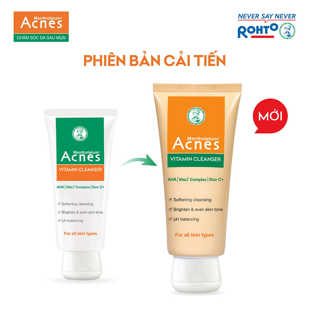 Sữa rửa mặt vitamin làm sáng da, mờ sẹo thâm dạng kem Acnes Vitamin Cleanser 100g